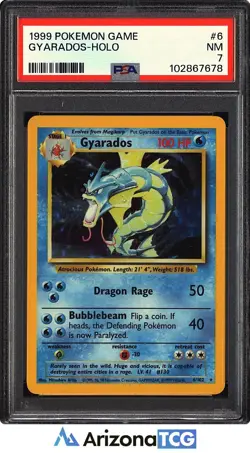 Pokemon 1999 Gyarados 6/102 Holo Base Set PSA 7 - Image 1