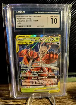 CGC 10 Gem Mint Pokemon English Pheromosa Buzzwole GX 1/214 2019 Unbroken Bonds - Image 1