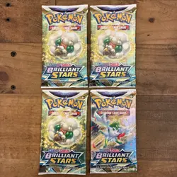 LOT OF (4) - Pokemon Sword & Shield BRILLIANT STARS BOOSTER PACK(S) Sealed! - Image 1