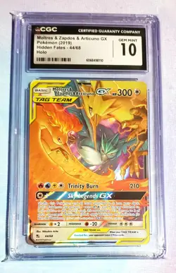 2019 Pokemon Moltres & Zapdos & Articuno GX 44/68 Full Art CGC 10 (B) - Image 1