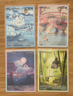 4 Custom Pokemon Trading Card tcg lot Mew, Alolan Vulpix, Milotic, Pancham - Image 3