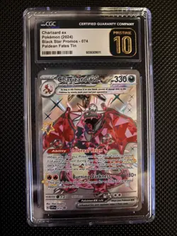 CHARIZARD EX CGC 10 PRISTINE 2024 POKEMON SV BSP EN #074 PALDEAN FATES TIN 8110 - Image 1