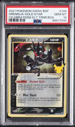 2021 POKEMON SWSH BLACK STAR PROMO #144 GRENINJA-GOLD STAR PSA 10 - Image 1