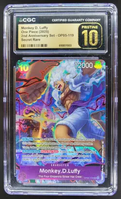 2025 ONE PIECE CCG MONKEY D. LUFFY SECRET RARE OP05-119 CGC 10 PRISTINE A PT - Image 1