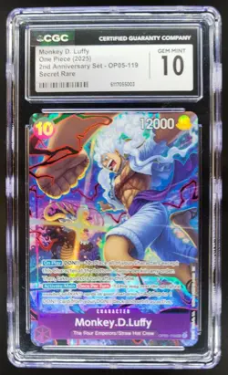 2025 ONE PIECE CCG MONKEY D. LUFFY SECRET RARE OP05-119 CGC 10 A PT - Image 1