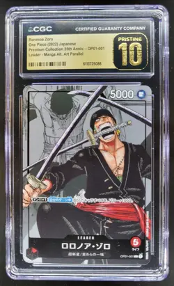 2022 ONE PIECE CCG RORONOA ZORO OP01-001 25TH ANNIVERSARY CGC 10 PRISTINE A PT - Image 1