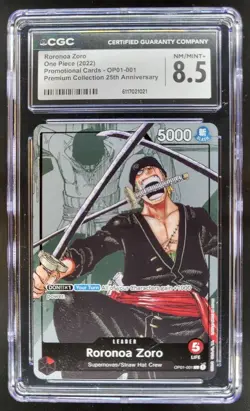 2022 ONE PIECE CCG RORONOA ZORO OP01-001 25TH ANNIVERSARY CGC 8.5 A PT - Image 1