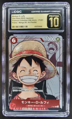 2022 ONE PIECE CCG JAPANESE MONKEY D. LUFFY MANGA ALT ART P-001 CGC 10 A PT - Image 1