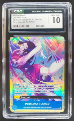 2025 ONE PIECE CCG PERFUME FEMUR RARE ALT ART OP07-057 CGC 10 B PT - Image 1
