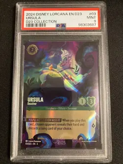 2024 DISNEY LORCANA CARD EN 3 D23 PROMO ENCHANTED URSULA DECEIVER #03 PSA 9 !!! - Image 1
