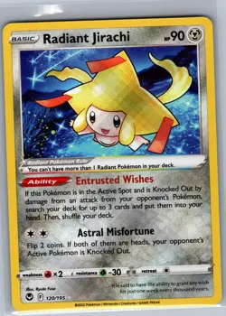 Radiant Jirachi 120/195 Holo SWSH12: Silver Tempest - Pokemon Card - NM - Image 1