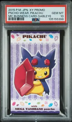 Poncho-Wear Pikachu Sableye MC Business Card Pokemon Japanese PSA 10 - Image 1
