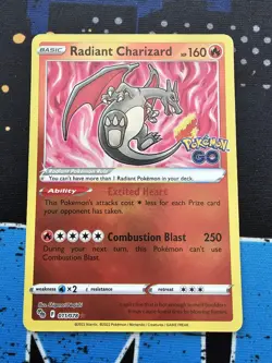 Pokemon Go TCG Radiant Charizard Holo Rare Card 011/078 - Image 1