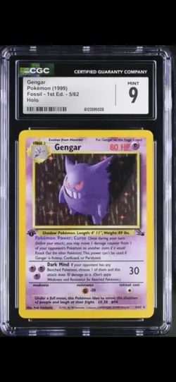 CGC 9 MINT Gengar 1999 Fossil 1st Edition 5/62 Holo Pokemon Card - Image 1