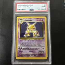 1999 Pokemon TCG Alakazam Base Set Holo PSA 6 Card 1/102 - Image 1
