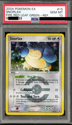 PSA 10 Snorlax EX Fire Red & Leaf Green 15/112 Reverse Holo Pokemon Card - Image 1