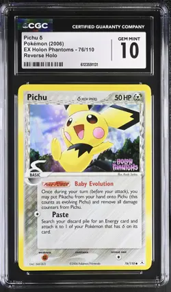 CGC 10 Pichu 2006 EX Holon Phantoms 76/110 Reverse Holo STAMPED Pokemon Card - Image 1