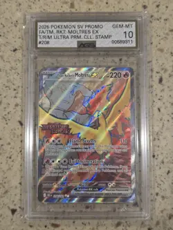 Pokemon TCG Team Rockets Moltres EX Destined Rivals 208/182 AGS 10 GEM MINT - Image 1