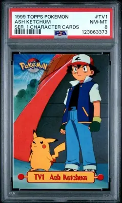 1999 TOPPS POKEMON SERIES 1 CHARACTER CARDS ASH KETCHUM PSA 8 - Image 1