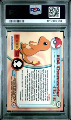 1999 TOPPS POKEMON TV #4 CHARMANDER PSA 9 - Image 2