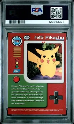 1999 TOPPS POKEMON SER 1 CHARACTER CARDS #TV2 PIKACHU PSA 8 - Image 2