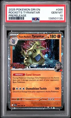 2025 Pokemon DRI EN-Destined Rivals Prerelease Team Rocket's Tyranitar PSA 10 - Image 1