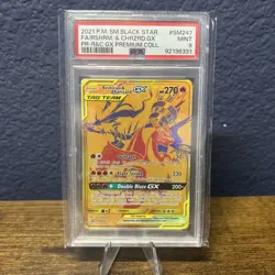2021 POKEMON SM BLACK STAR PROMO #SM247 FULL ART/RESHIRAM & CHARIZARD GX PSA 9 - Image 1