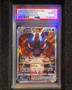 Lucario VStar SWSH291 Crown Zenith ETB Promo PSA 10 GEM MINT Pokemon Card - Image 1