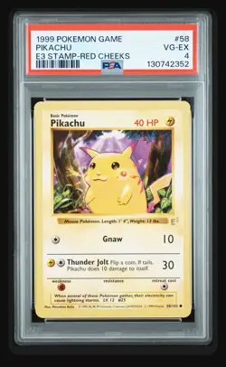 1999 Pikachu Shadowless E3 STAMP RED CHEEKS #58 PSA 4 Pokemon Convention PROMO - Image 1
