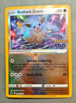 Pokemon TCG, Radiant Eevee SWSH230 Black Star Promo, Pokemon GO Stamped NM - Image 1