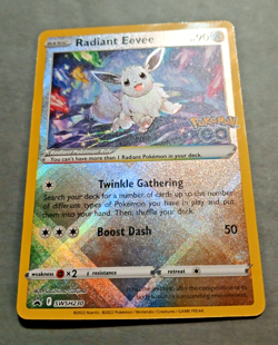 Pokemon TCG, Radiant Eevee SWSH230 Black Star Promo, Pokemon GO Stamped NM - Image 5