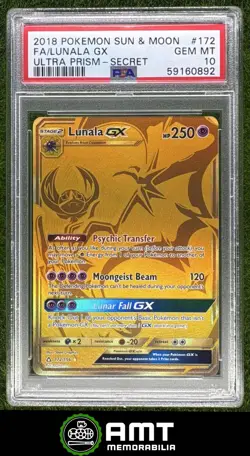 Lunala GX PSA 10 2018 Pokemon Sun & Moon Ultra Prism #172/156 Rare Secret 0892 - Image 1