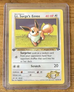 Pokemon TCG Lt. Surge’s Eevee #51/132 Gym Challenge Non Holo 1st Edition - Image 1