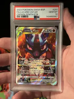 2023 POKEMON SWSH BLACK STAR PROMO 291 FULL ART/LUCARIO VSTAR PSA 10 #SWSH291 - Image 1
