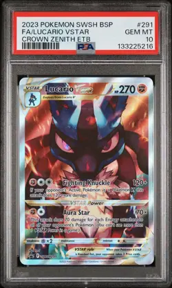 Pokemon TCG Lucario VSTAR SWSH291 Holo Black Star Promo Crown Zenith PSA 10 - Image 2