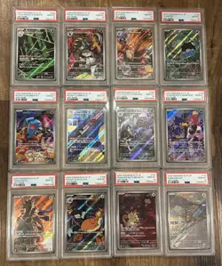 12x 2025 POKEMON JPN SV10-GLORY OF TEAM ROCKET ART RARE AR MEOWTH PSA 10 GEM SET - Image 1