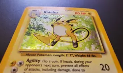 Pokemon Base Set Raichu Rare Holo 14/102 WOTC Unlimited Vintage TCG 1999 MP - Image 2