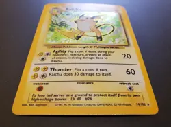 Pokemon Base Set Raichu Rare Holo 14/102 WOTC Unlimited Vintage TCG 1999 MP - Image 5