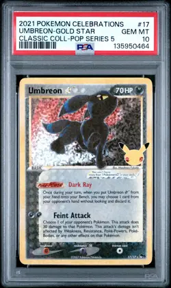 2021 Pokemon Celebrations Umbreon-Gold Star #17 PSA 10 Classic Coll-Pop Series 5 - Image 1