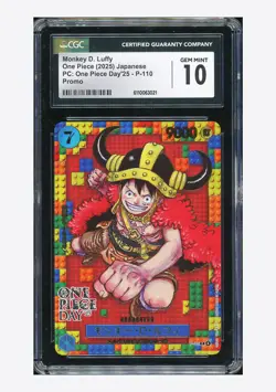 One Piece CGC 10 GEM MINT Monkey D Luffy Promo 2025 P-110 OP Day 25‘ Japanese - Image 1