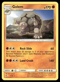 Golem 35/68 Hidden Fates Pokemon TCG trading card - Image 1