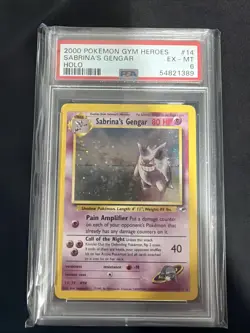 Pokemon TCG Sabrina's Gengar Holo Rare Card 14/132 PSA 6 Gym Heroes with Swirl - Image 1