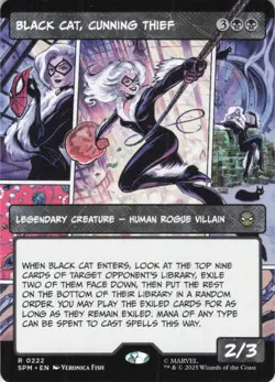 MTG Black Cat, Cunning Thief (Borderless) (222) | NM | Spider-Man {SPM} - Image 1