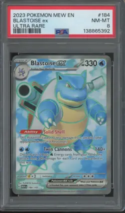 2023 Pokemon Mew EN Ultra Rare #184 Blastoise ex PSA 8 - Image 1