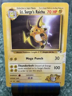 Lt. Surge’s Raichu 28/132 Non Holo Rare Gym Heroes HP - Image 1