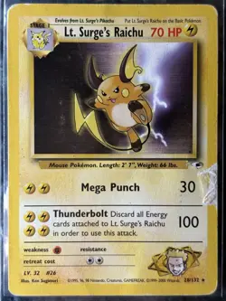 Lt. Surge’s Raichu 28/132 Non Holo Rare Gym Heroes HP - Image 3