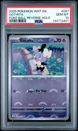 2025 POKEMON GOTHITA POKE BALL REVERSE HOLO 041/086 WHITE FLARE PSA 10 LOW POP - Image 1