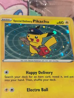 2020 Special Delivery Pikachu Holo SWSH074 Pokemon Promo SEALED Swirl - Image 3
