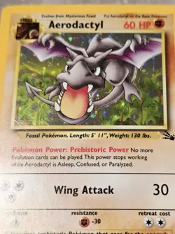 Aerodactyl Pokemon Fossil Holo Card Rare 1/62 Unlimited TCG 1999 Pokemon - Image 3