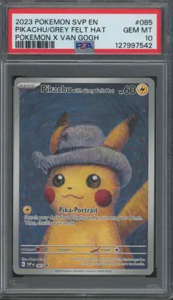 2023 Pokemon SVP EN Pokemon X Van Gogh #085 Pikachu Grey Hat Gem Mint PSA 10 - Image 1